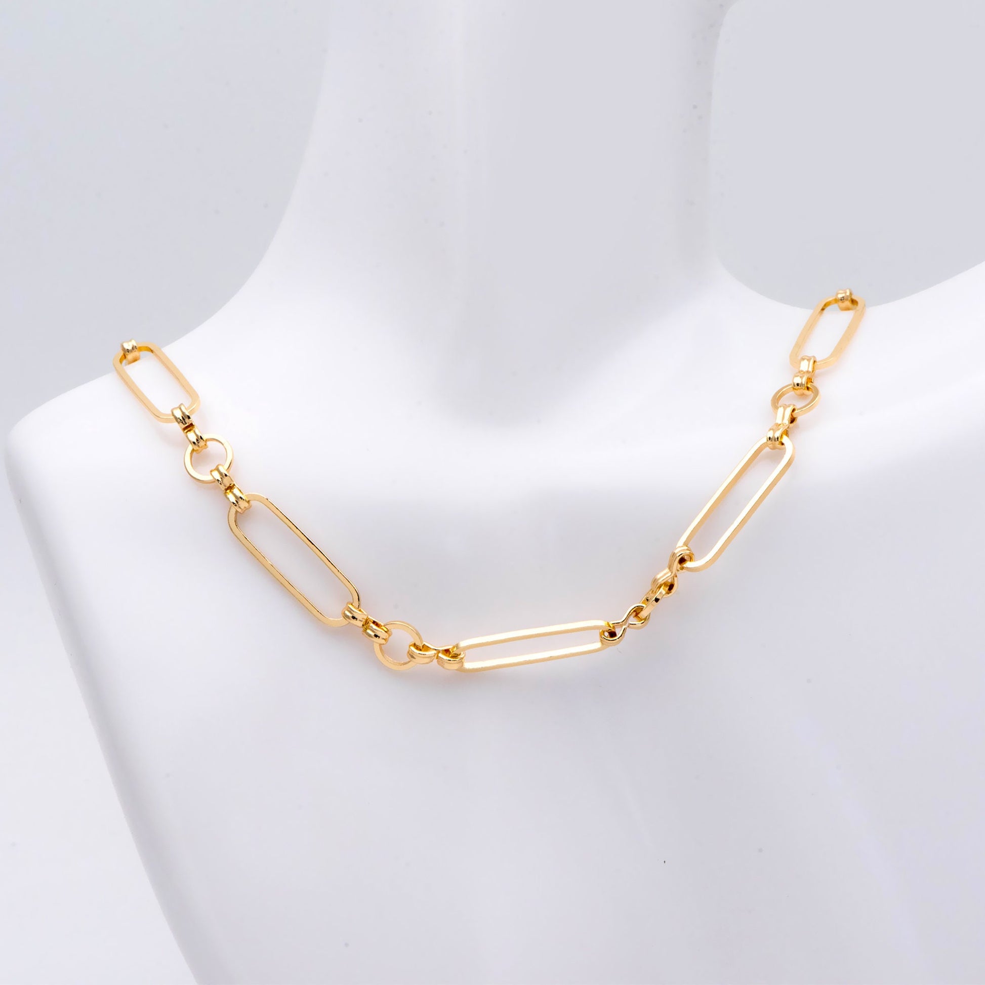 Long Oval Chains 6mm, 18K Gold plated Brass, Geometric Chain Findings Wholesale (#LK-435)/ 1 Meter=3.3 ft
