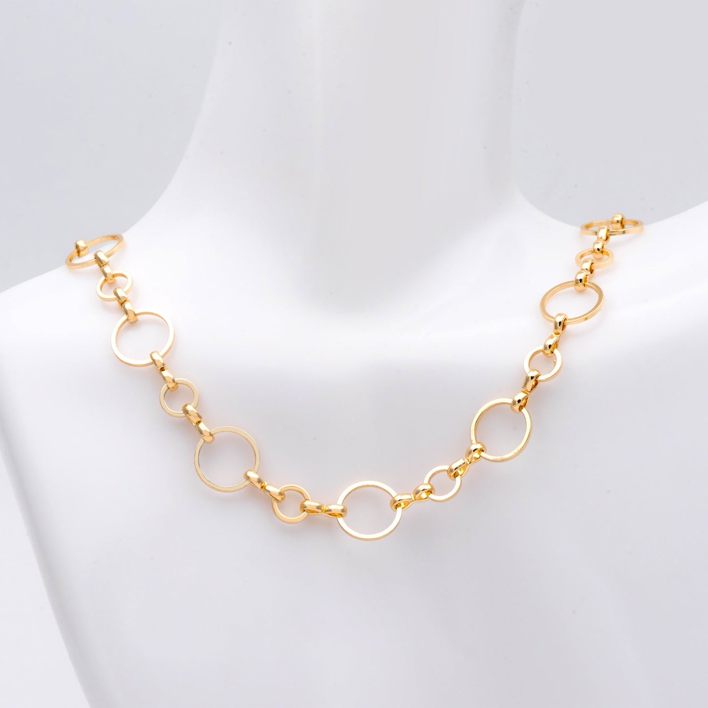 Gold Round Loop Chain 10mm, 18K Real Gold plated Brass, Circle Link Chains (#LK-436)/ 1 Meter=3.3ft