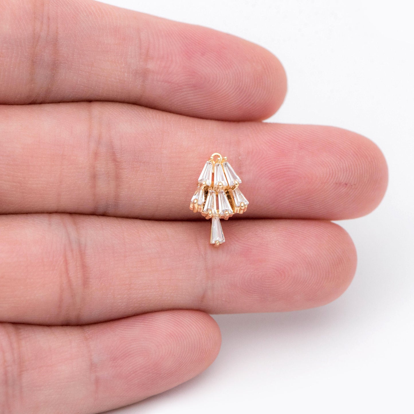 10pcs CZ Pave Gold Fan Shaped Charm 14x9mm, Jewelry Supply (GB-1617)