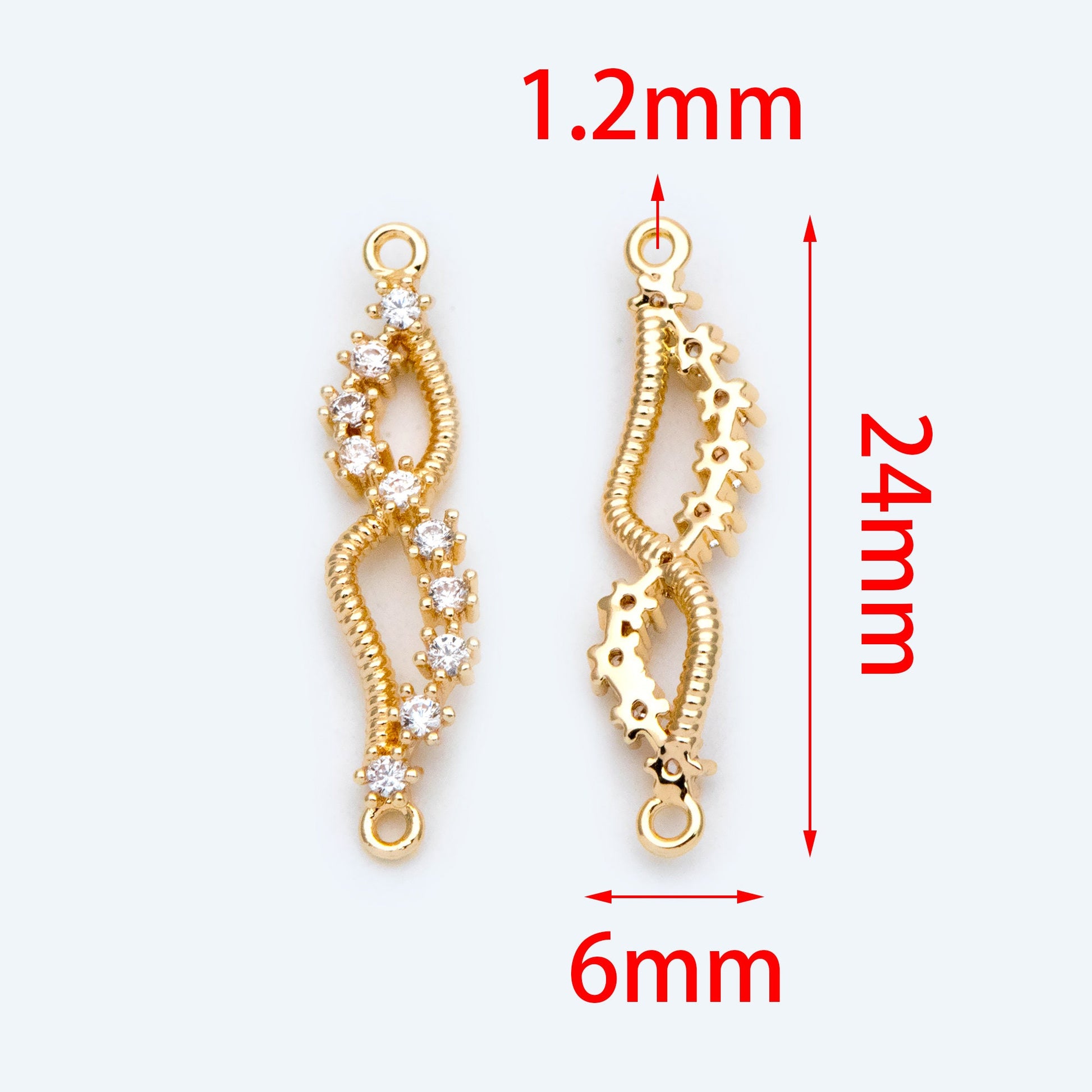 4pcs Micro PaveWing Connector, Gold plated Brass Connector, CZ Rhinestone Pave Charm Pendants (GB-2197-E)