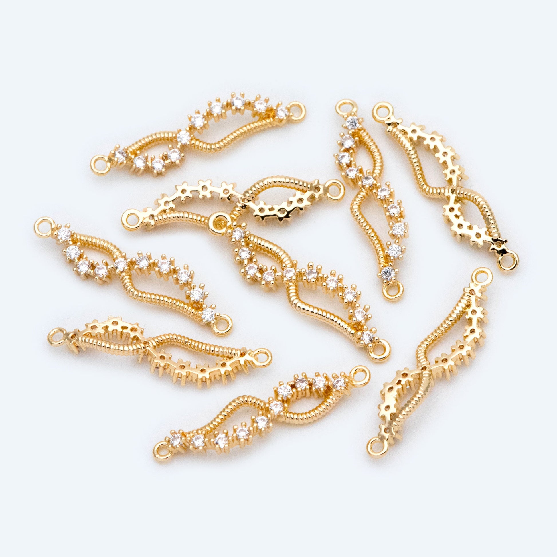 4pcs Micro PaveWing Connector, Gold plated Brass Connector, CZ Rhinestone Pave Charm Pendants (GB-2197-E)
