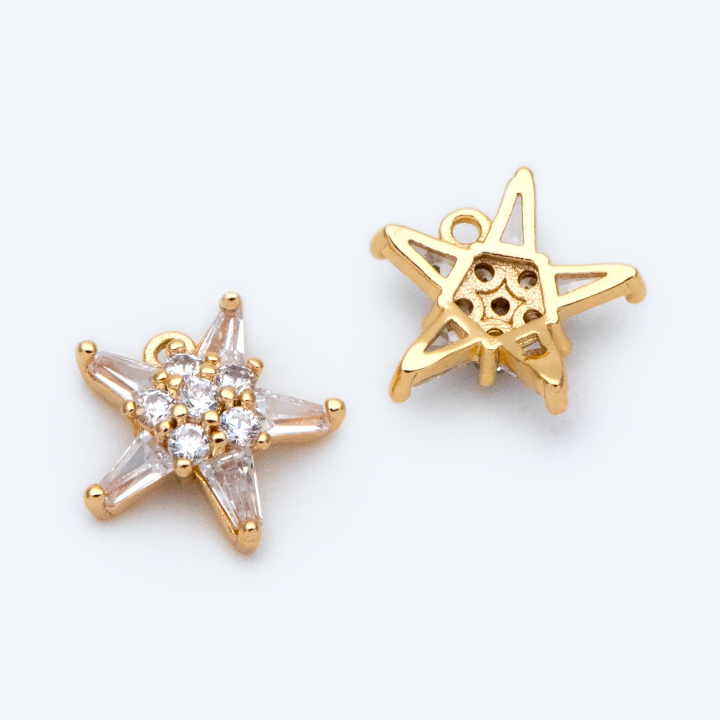10pcs CZ Pave Gold Star Charm Pendant 10mm, Earring Findings, Jewelry Making, Diy Material, Jewelry Supplies (GB-162-H)