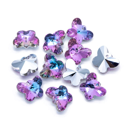 20pcs Crystal Faceted Butterfly Beads 18mm, Glass Butterfly Charm Pendants, (TS-105)