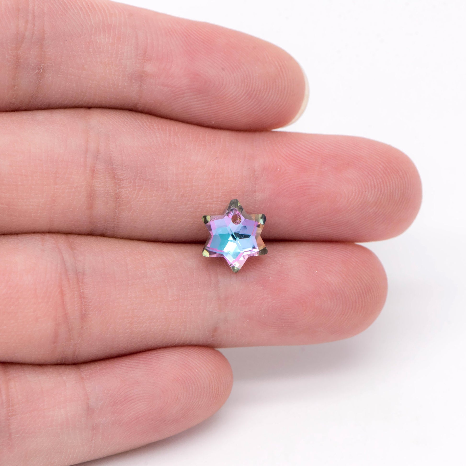 20pcs Faceted Crystal Six-pointed Star beads 10mm, Sparkly Glass Hexagon Charms, Hexagonal Star Pendants, Purple Blue (TS109-1)