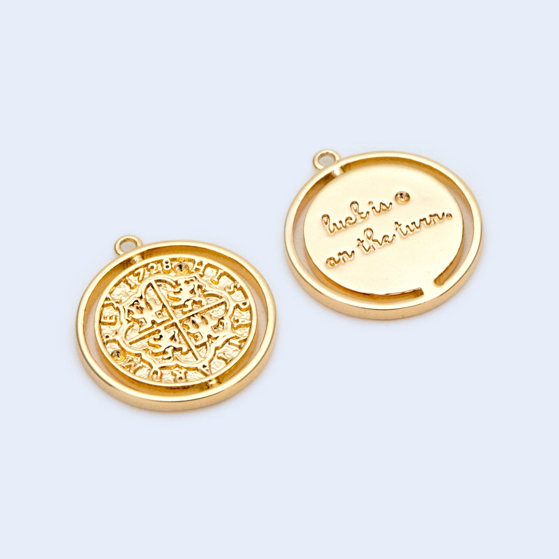 10pcs Gold/ Silver tone Medallion Charm Pendant 16x14mm, Jewelry Supply (GB-1634)