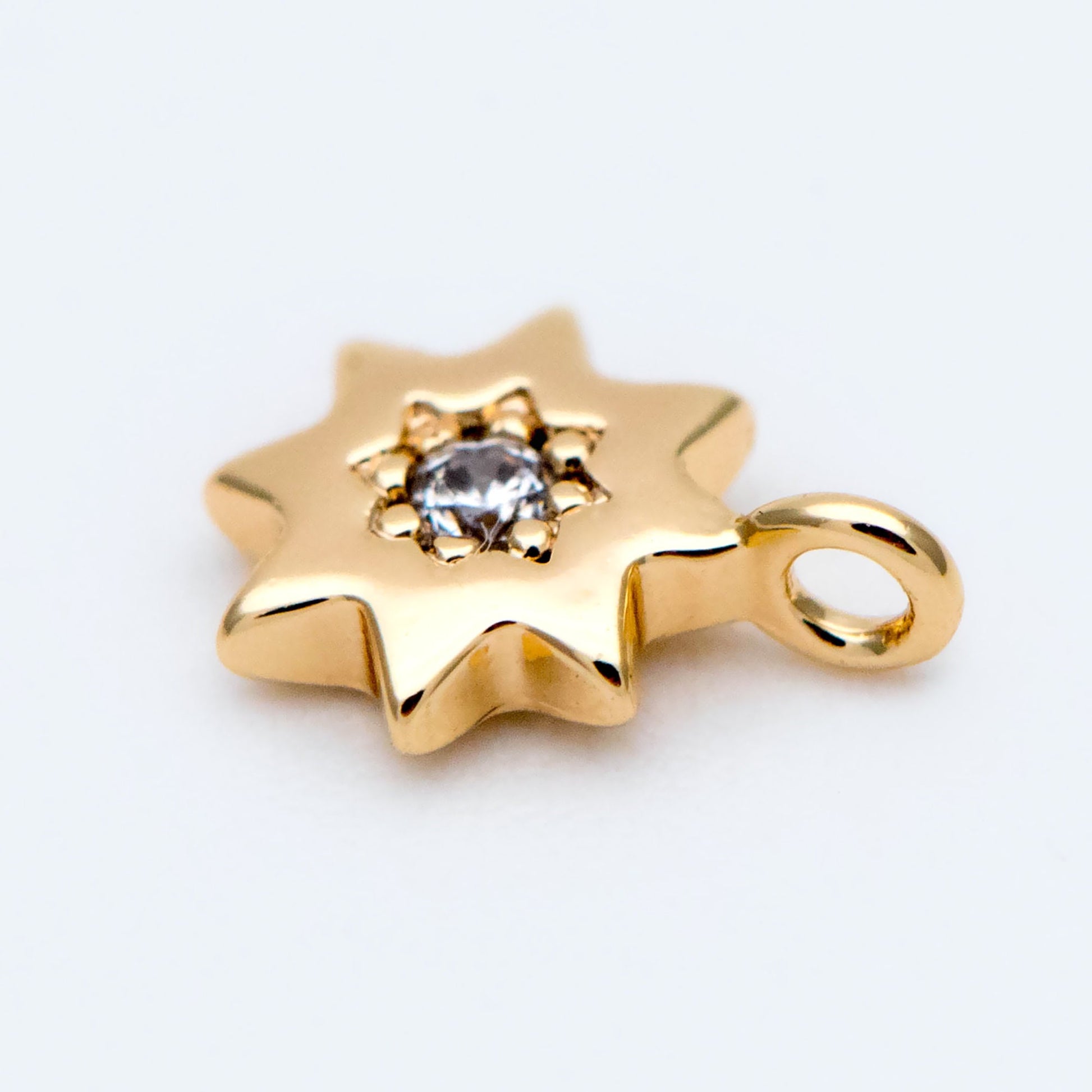 10pcs CZ Pave Gold Sun Charm 8x6mm, Real Gold plated Brass(GB-1658-A)