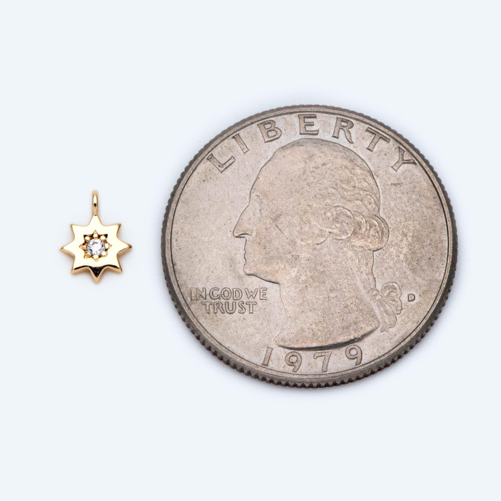 10pcs CZ Pave Gold Sun Charm 8x6mm, Real Gold plated Brass(GB-1658-A)