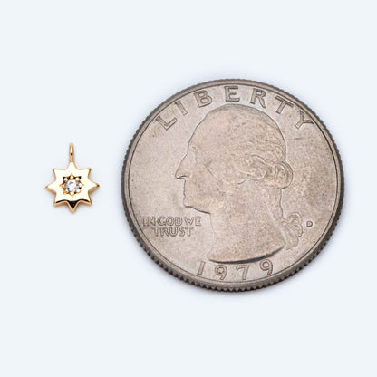 10pcs CZ Pave Gold Sun Charm 8x6mm, Real Gold plated Brass(GB-1658-A)