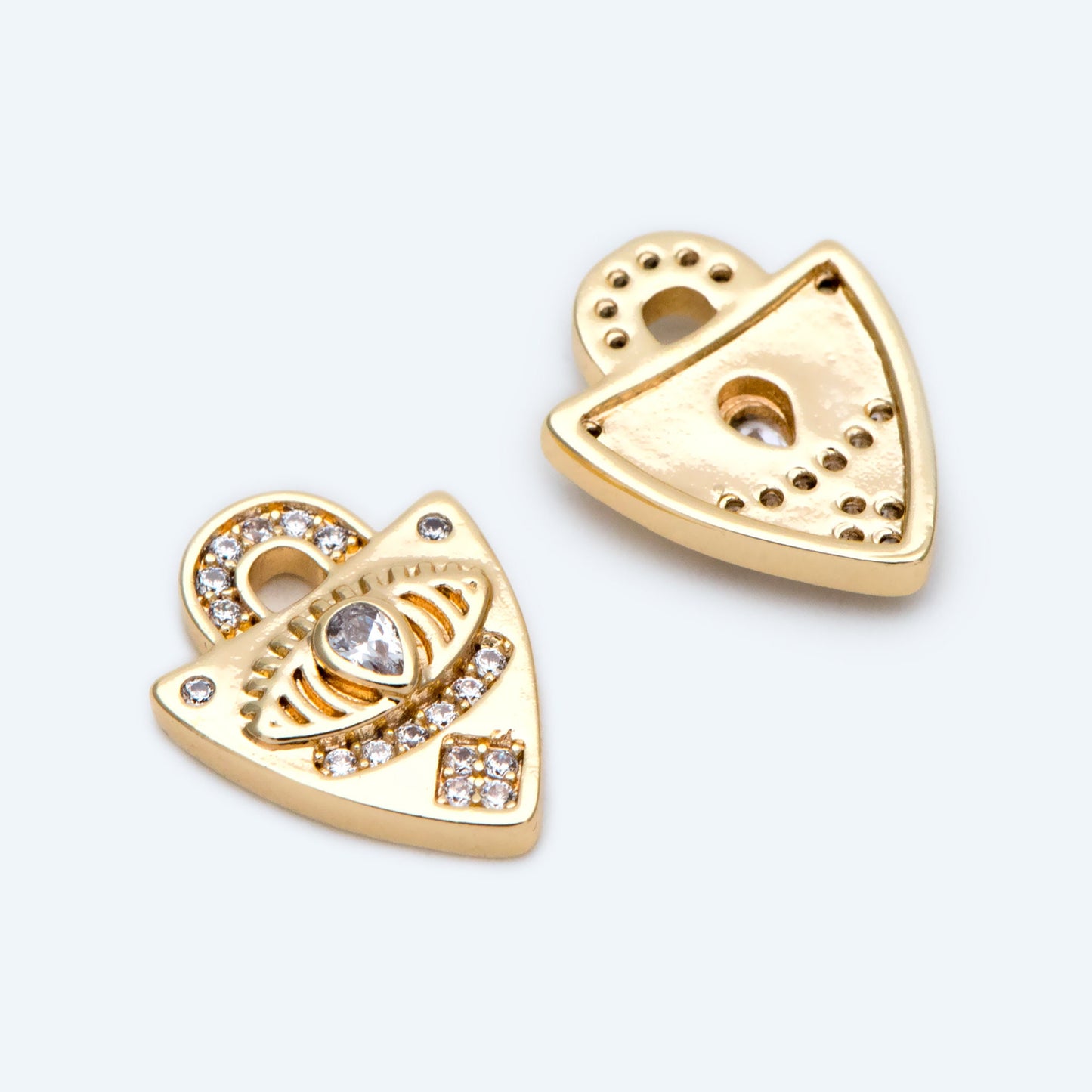 4pcs Dainty Shield Charm, Cz Shield pendant, Micro Pave Evil Eye Charm Protection Jewelry Supply(GB-1819-F)