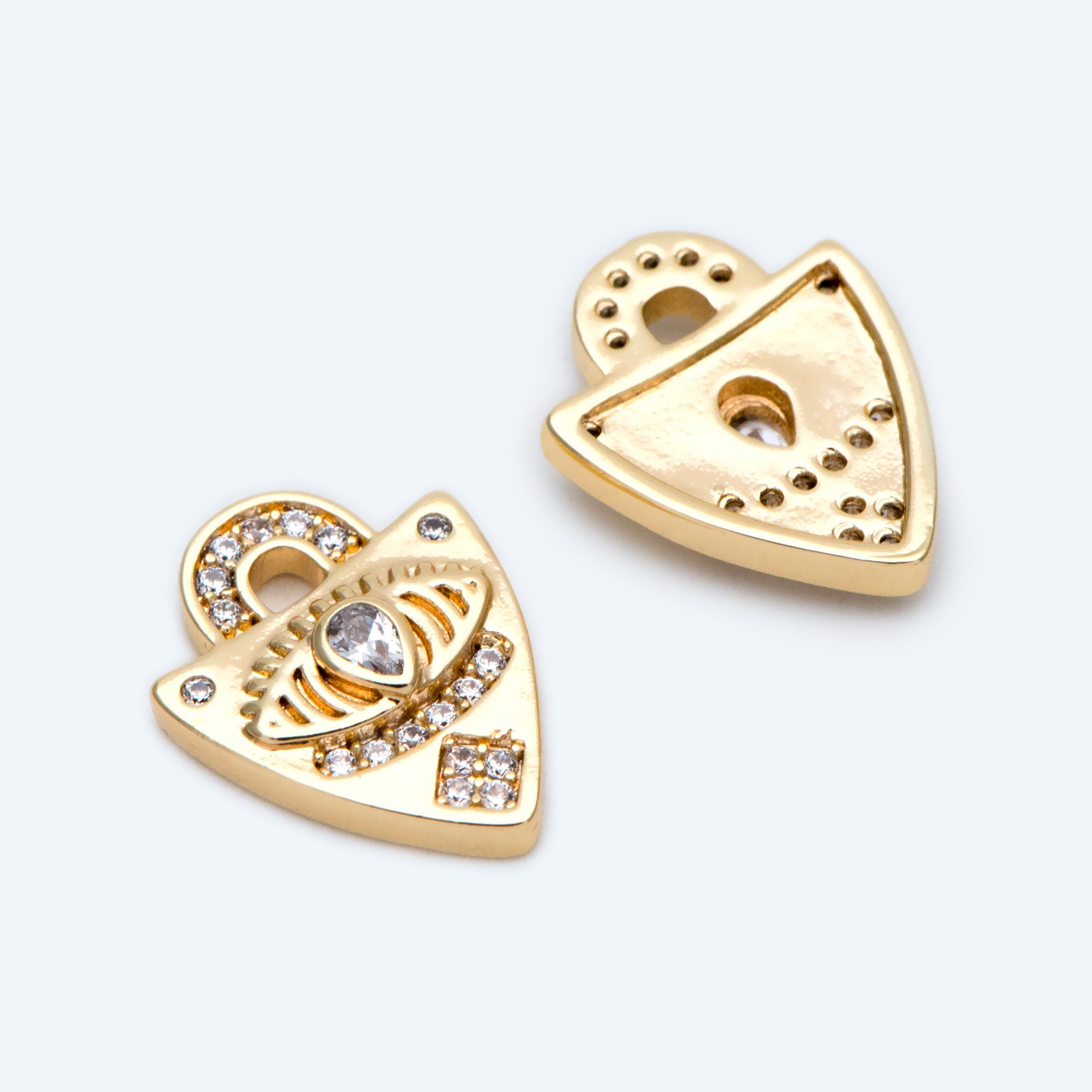 4pcs Dainty Shield Charm, Cz Shield pendant, Micro Pave Evil Eye Charm Protection Jewelry Supply(GB-1819-F)