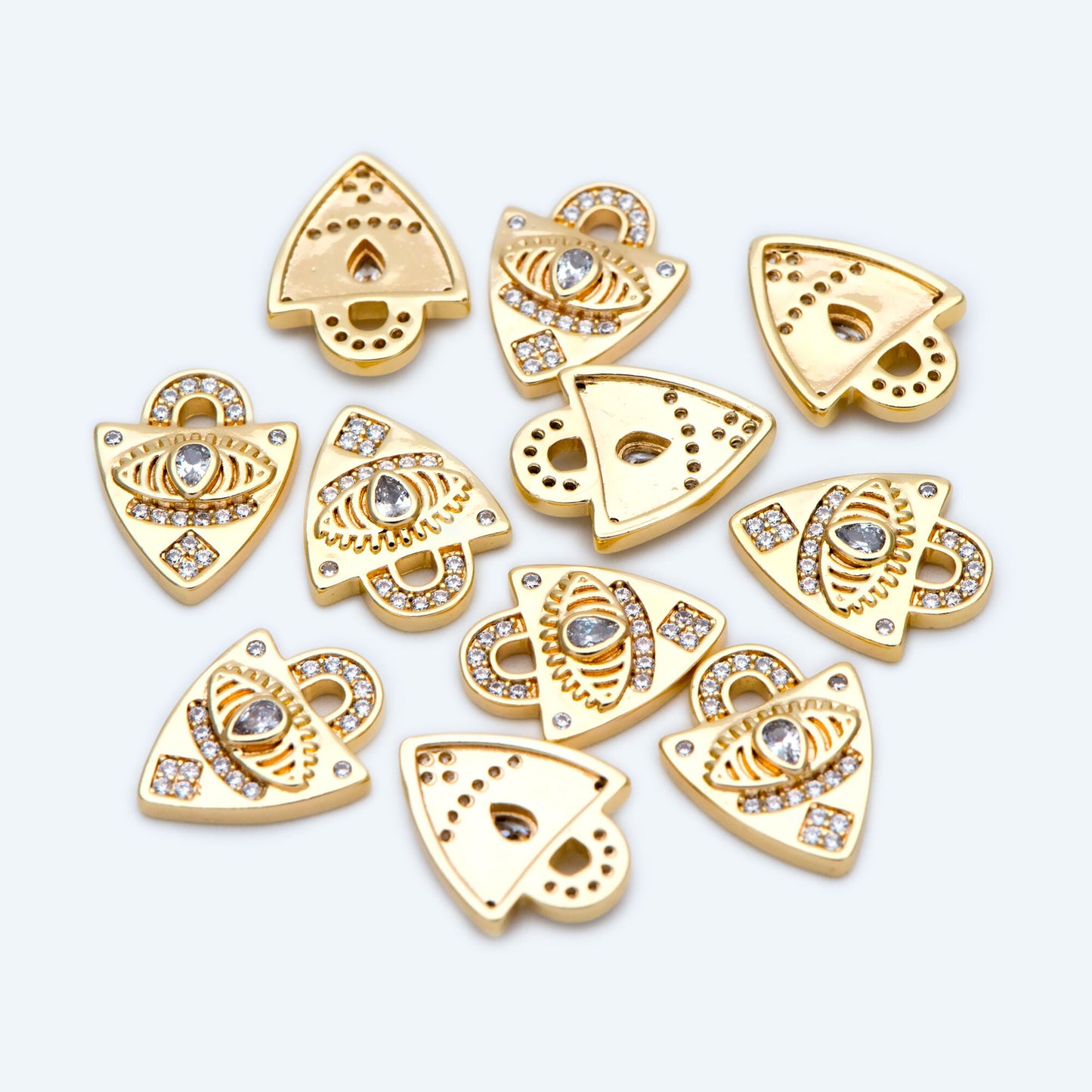 4pcs Dainty Shield Charm, Cz Shield pendant, Micro Pave Evil Eye Charm Protection Jewelry Supply(GB-1819-F)