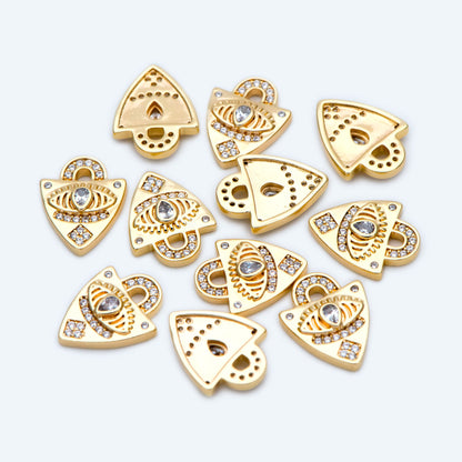 4pcs Dainty Shield Charm, Cz Shield pendant, Micro Pave Evil Eye Charm Protection Jewelry Supply(GB-1819-F)
