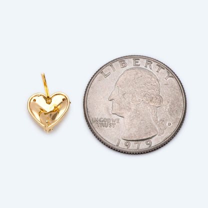 10pcs Gold Heart Earring with Loop, 18K Gold plated Brass, CZ pave Stud Earring Components (GB-1640)