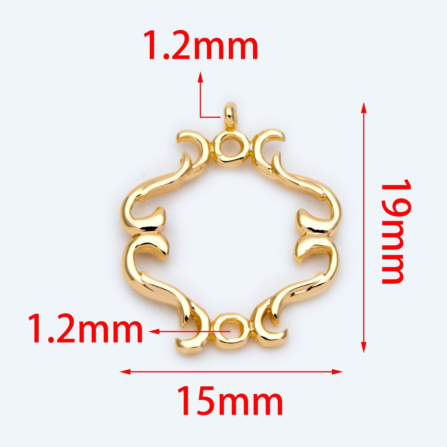 10pcs Gold Filigree Charm Connectors, Earring Charms, Necklace Pendants, Gold plated Brass (GB-1645)