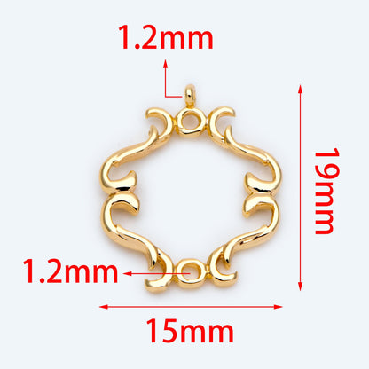 10pcs Gold Filigree Charm Connectors, Earring Charms, Necklace Pendants, Gold plated Brass (GB-1645)