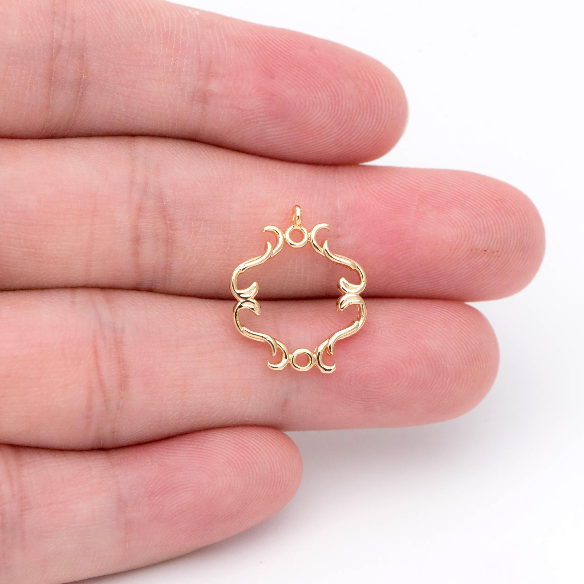 10pcs Gold Filigree Charm Connectors, Earring Charms, Necklace Pendants, Gold plated Brass (GB-1645)