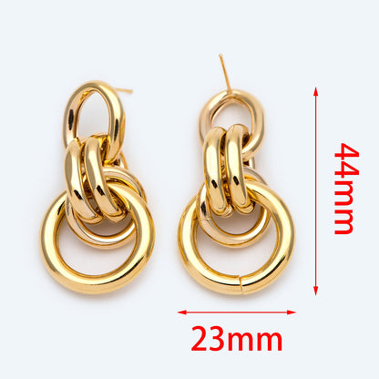 4pcs Gold / Silver Tone Thick Tube Hoops, Gold Hoop Earrings, Hollow Hoop Earrings, Chunky Hoops, Light Hoops (GB-1688)