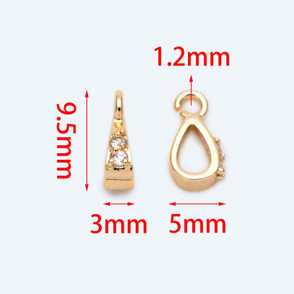 10pcs CZ Pave Gold/ Silver Open Loop Bail, Gold/ Rhodium Plated Bails, Small Bail, Jewelry Bail, Pendant Bails, Metal Bails (GB-1468-C)