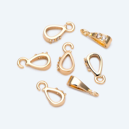 10pcs CZ Pave Gold/ Silver Open Loop Bail, Gold/ Rhodium Plated Bails, Small Bail, Jewelry Bail, Pendant Bails, Metal Bails (GB-1468-C)