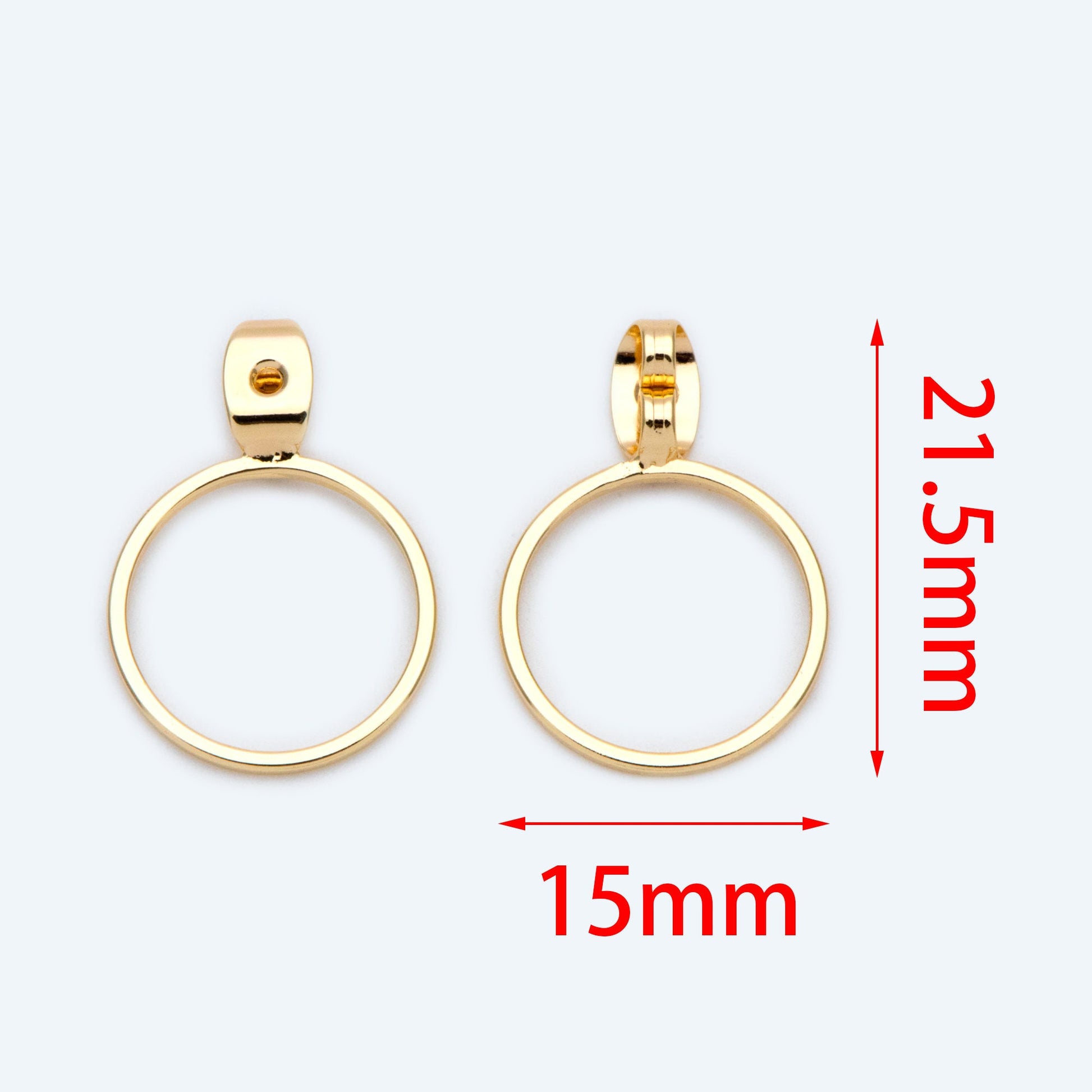 10pcs Gold/ Silver Tone Ear Back Stopper, Earring Nut with Ring, Ear Jacket Jewelry Findings, Gold/ Rhodium plated Brass (#GB-1660)
