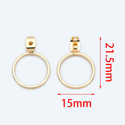10pcs Gold/ Silver Tone Ear Back Stopper, Earring Nut with Ring, Ear Jacket Jewelry Findings, Gold/ Rhodium plated Brass (#GB-1660)
