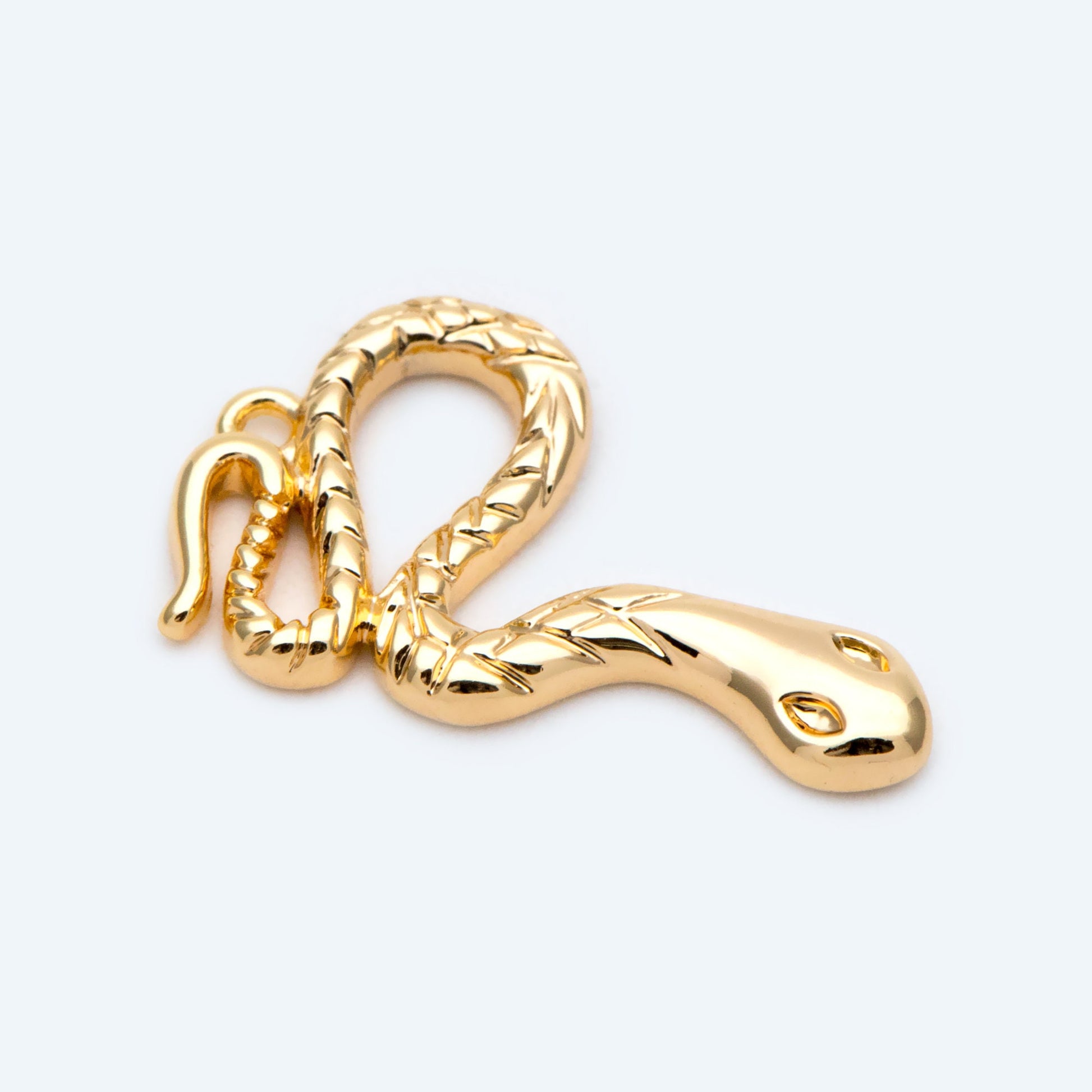 4pcs Gold Snake Charm 21x13mm, Snake Necklace, Snake Jewelry Snake Pendant, 18K Gold Plated Brass (GB-2756-E)