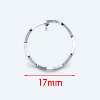 10pcs Round Loop Hoop Ear Posts, Rhodium plated Brass, Circle Stud Earring, DIY Ear Wire Findings (GB-688-2)