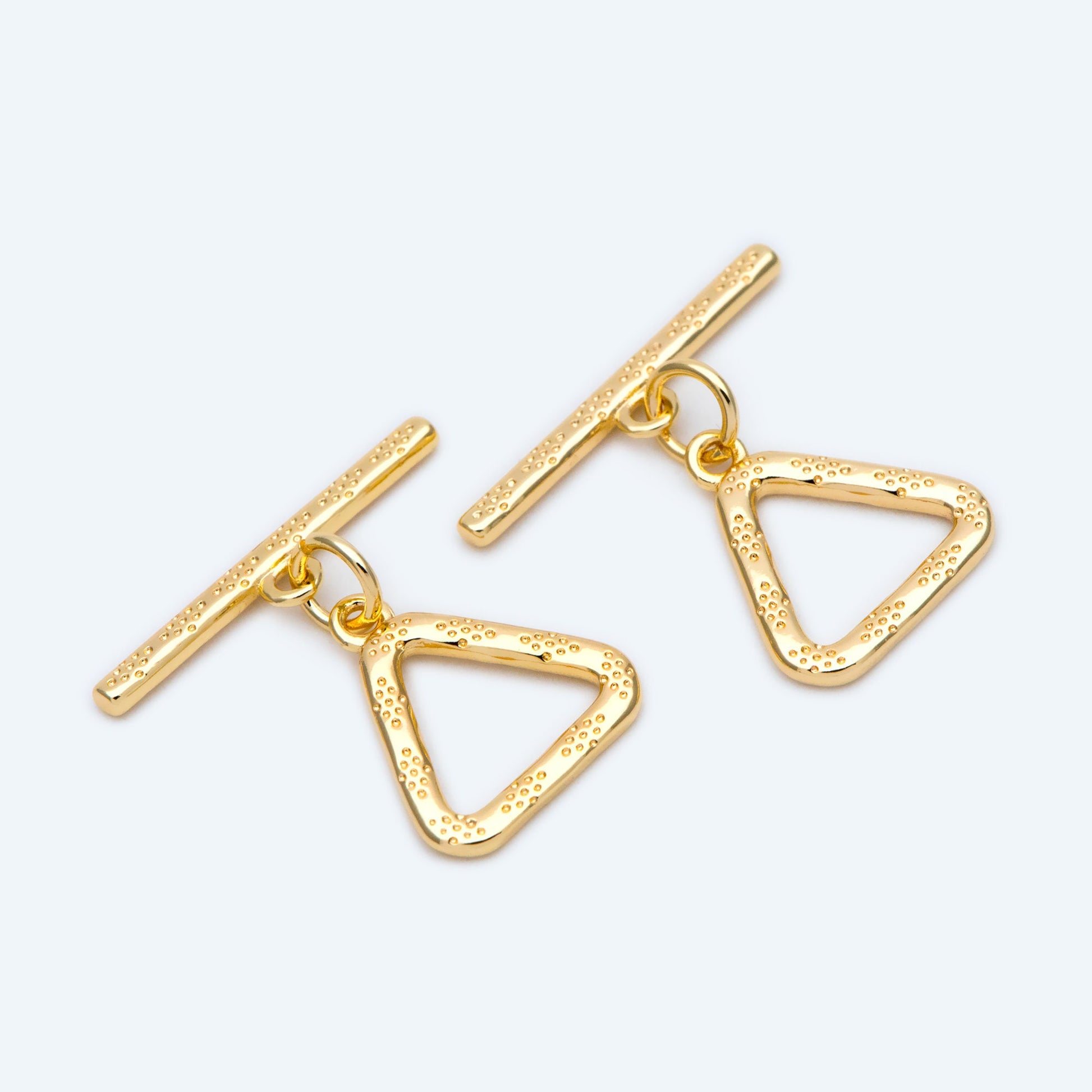 10 sets Gold Triangle Toggle Clasp, Real Gold plated Brass, Easy Close Clasp (#GB-1285-B)