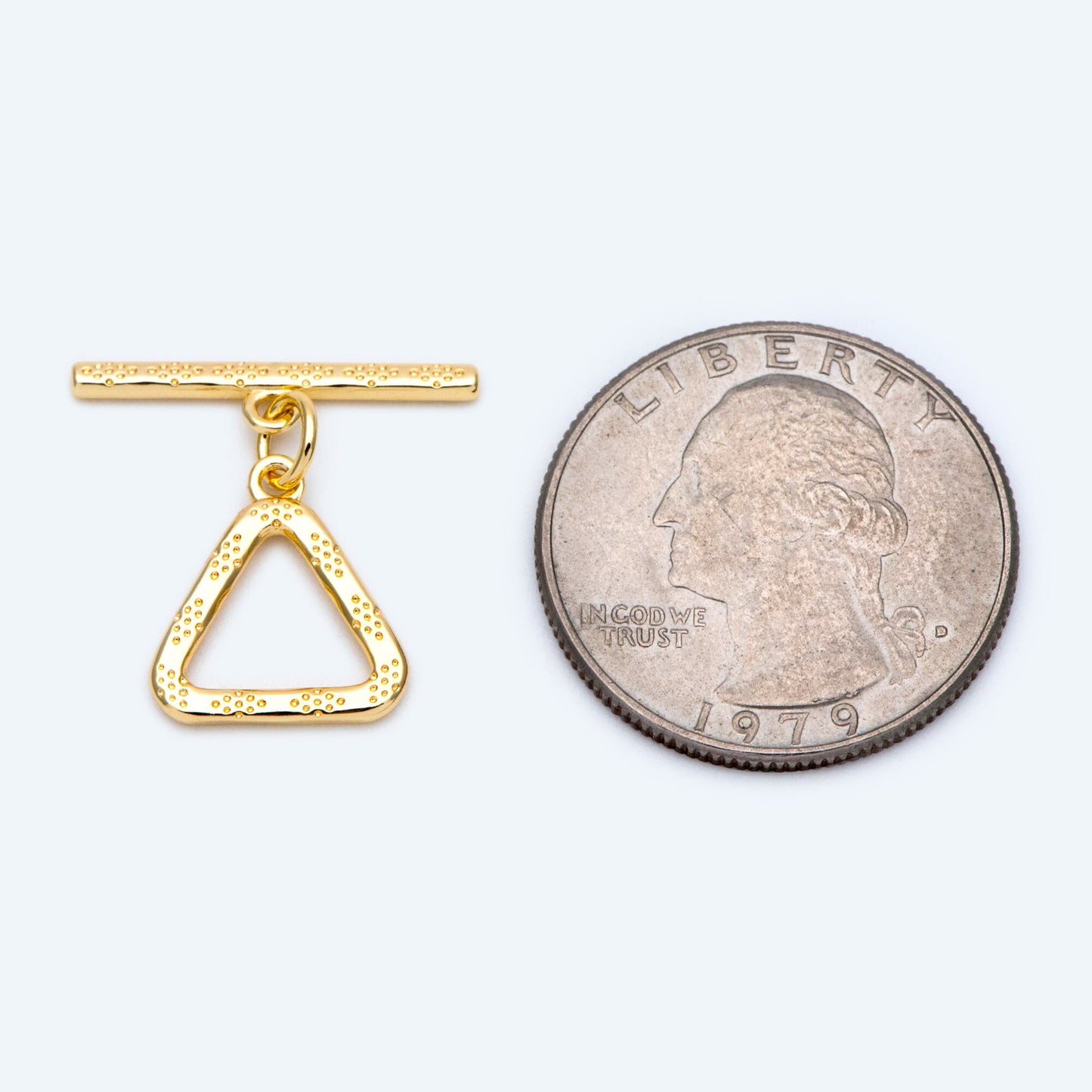10 sets Gold Triangle Toggle Clasp, Real Gold plated Brass, Easy Close Clasp (#GB-1285-B)