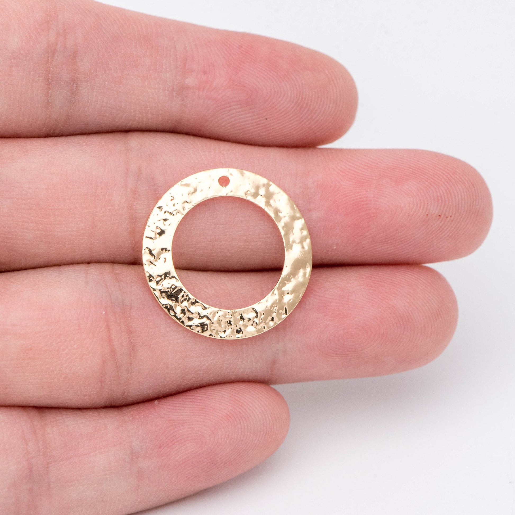 10pcs Gold/ Silver tone Circle Disc Pendant 21mm, Gold/ Rhodium plated Brass Geometric Hammered Charms (GB-1422-G)