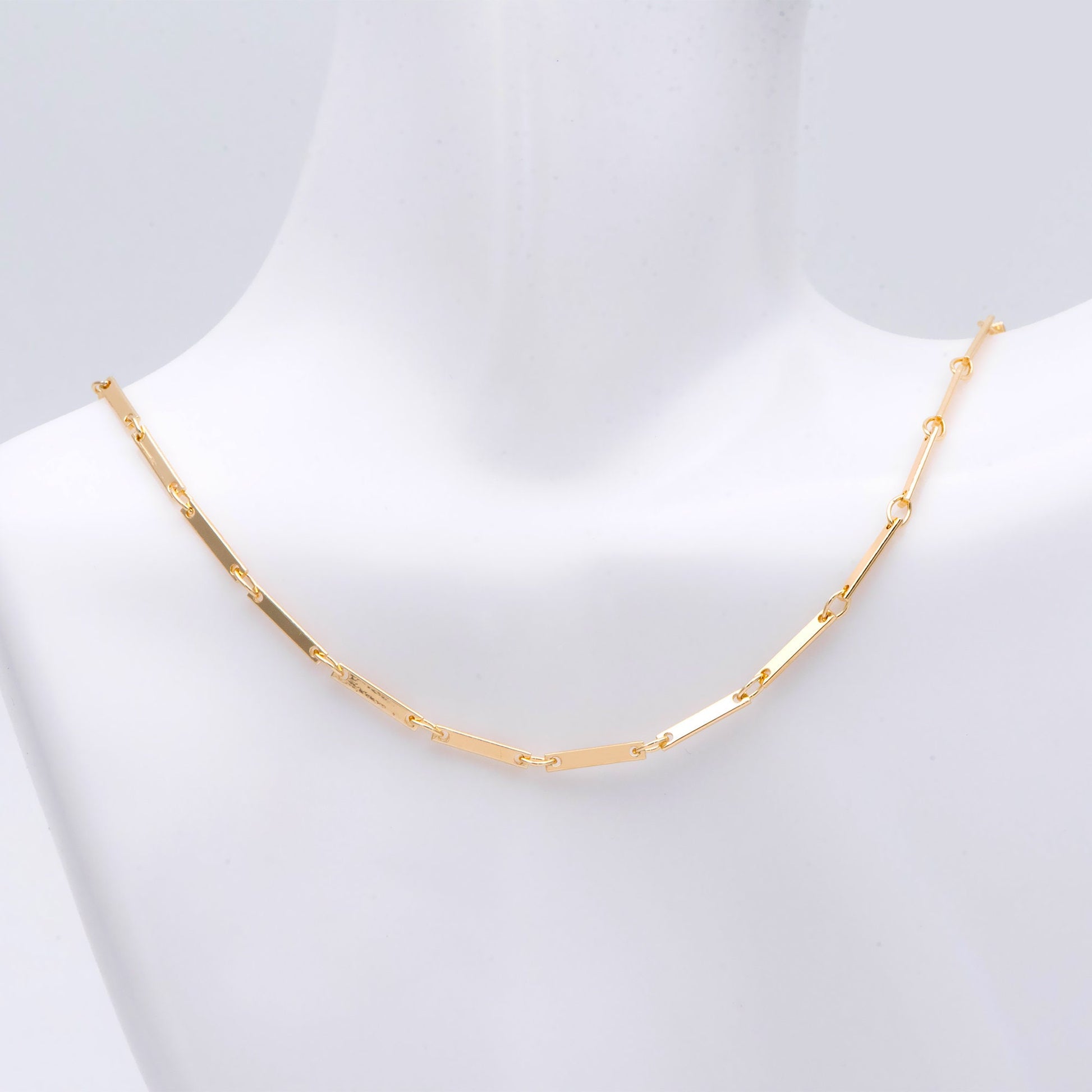 Gold/ Silver Tone Rectangle Bar Chains, 18K Gold/ Rhodium Plated Brass, Dainty Necklace Findings (#LK-440)/ 1 Meter=3.3 ft