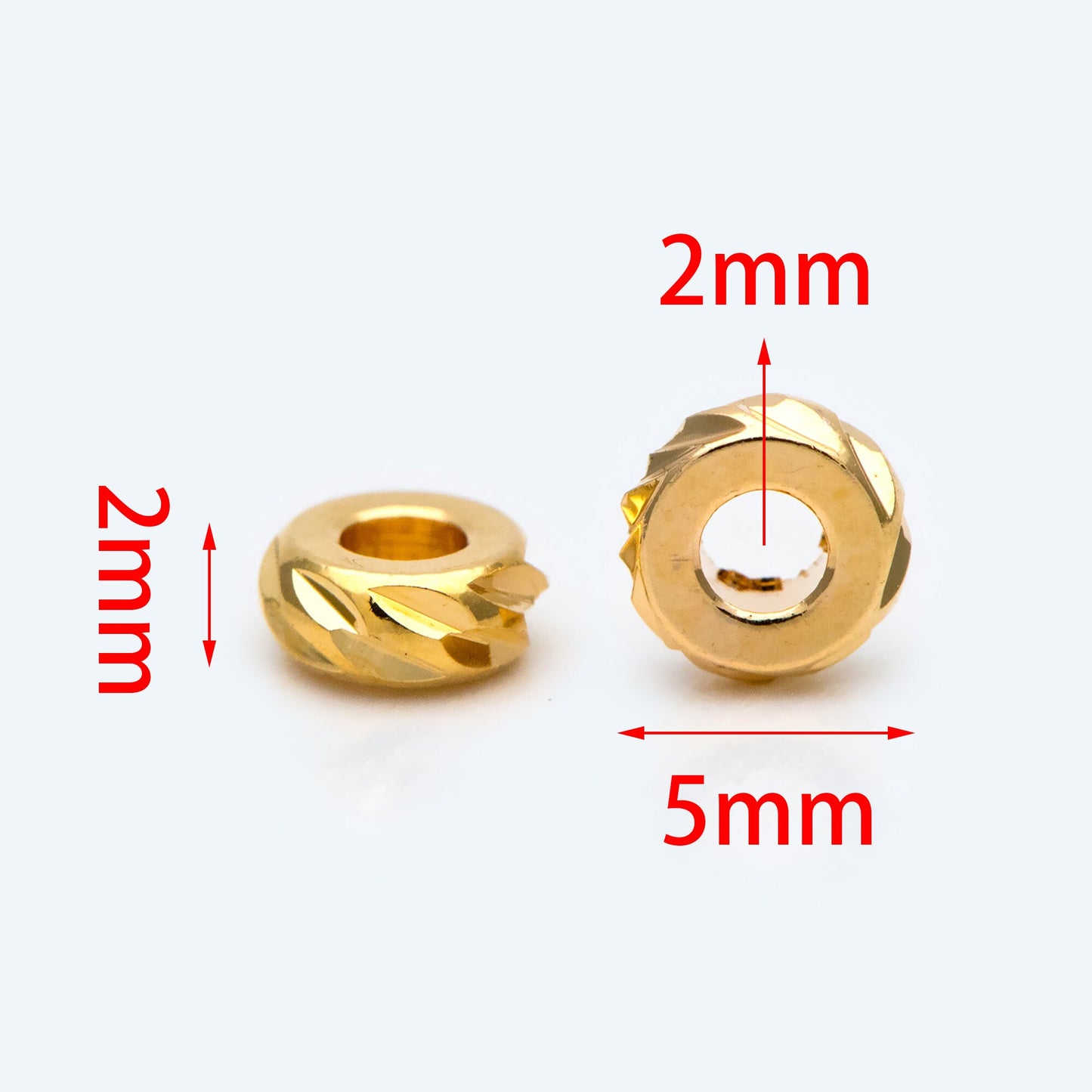 20pcs Gold plated Brass Rondelle Beads 3/5mm, Spacer Beads (GB-873)