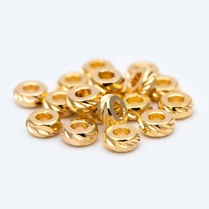 20pcs Gold plated Brass Rondelle Beads 3/5mm, Spacer Beads (GB-873)