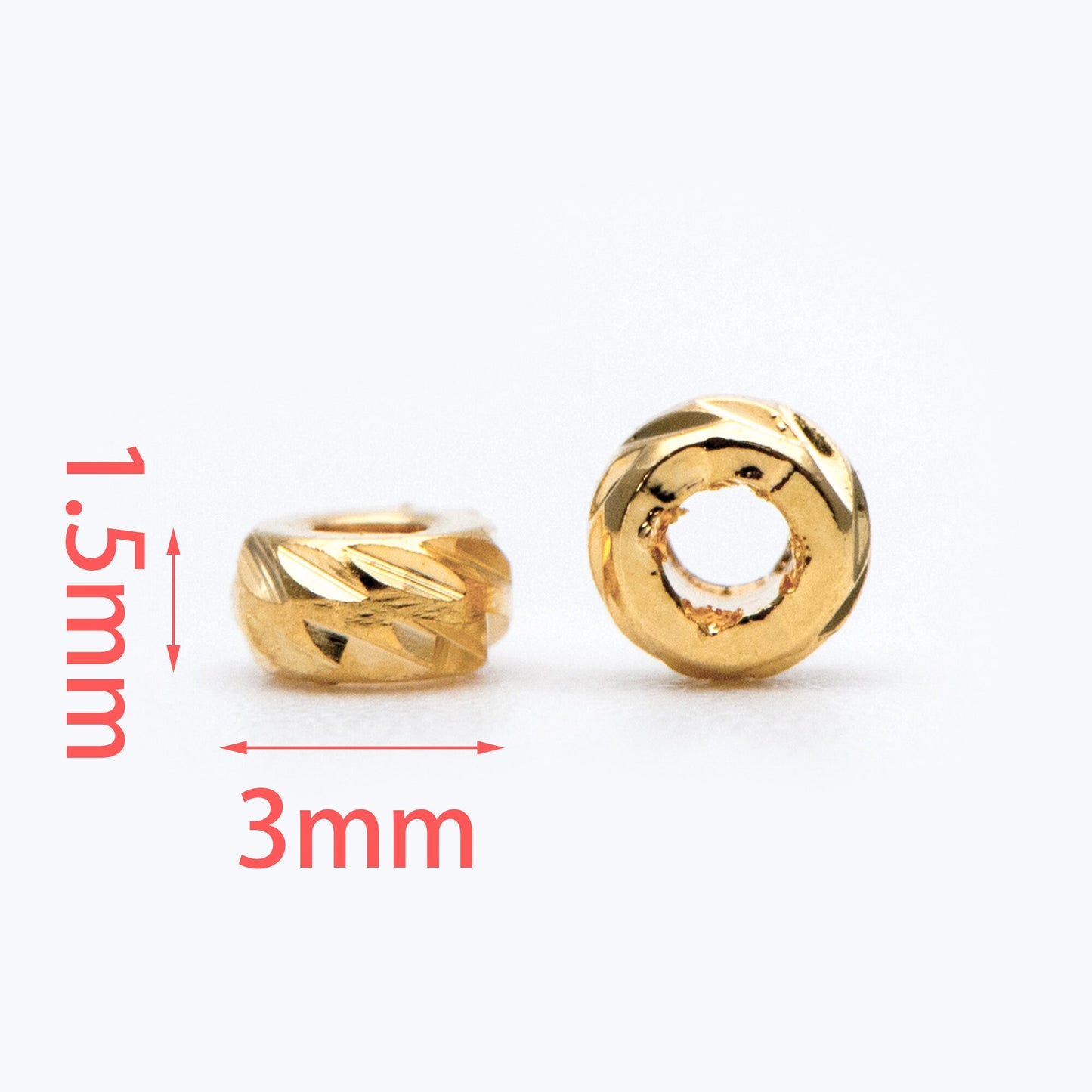 20pcs Gold plated Brass Rondelle Beads 3/5mm, Spacer Beads (GB-873)