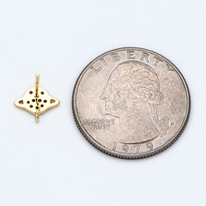 10pcs CZ Pave Saturn Ear Posts 9x7.5mm, Real Gold Plated Brass Stud Earrings (#GB-1703)