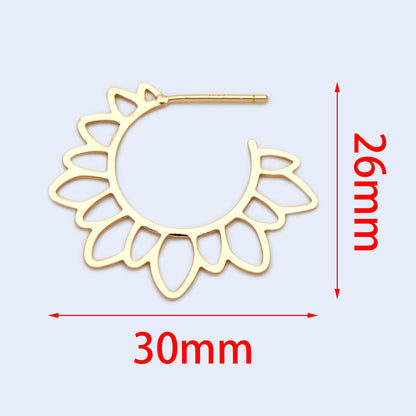10pcs Gold/ Silver Flower round post Earrings, 30mm, Gold/ Rhodium plated Brass Sun Earrings, Jewelry Making, Jewelry Supplies (#GB-1711)