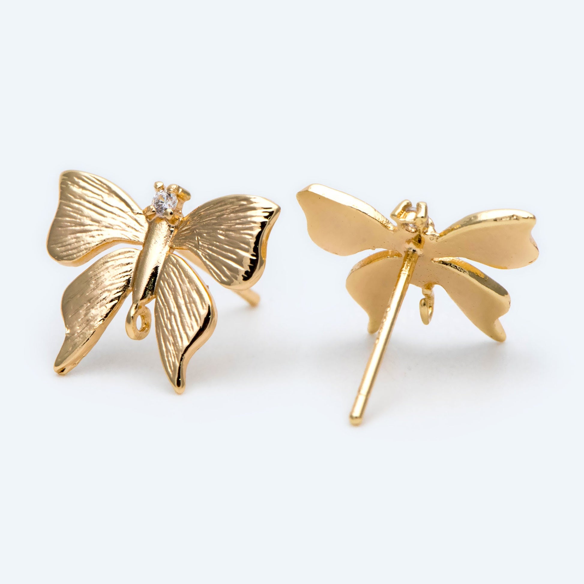 10pcs Gold Butterfly Earring With Loop, DIY Earring Components, Jewelry Making Supplies (GB-415-B)