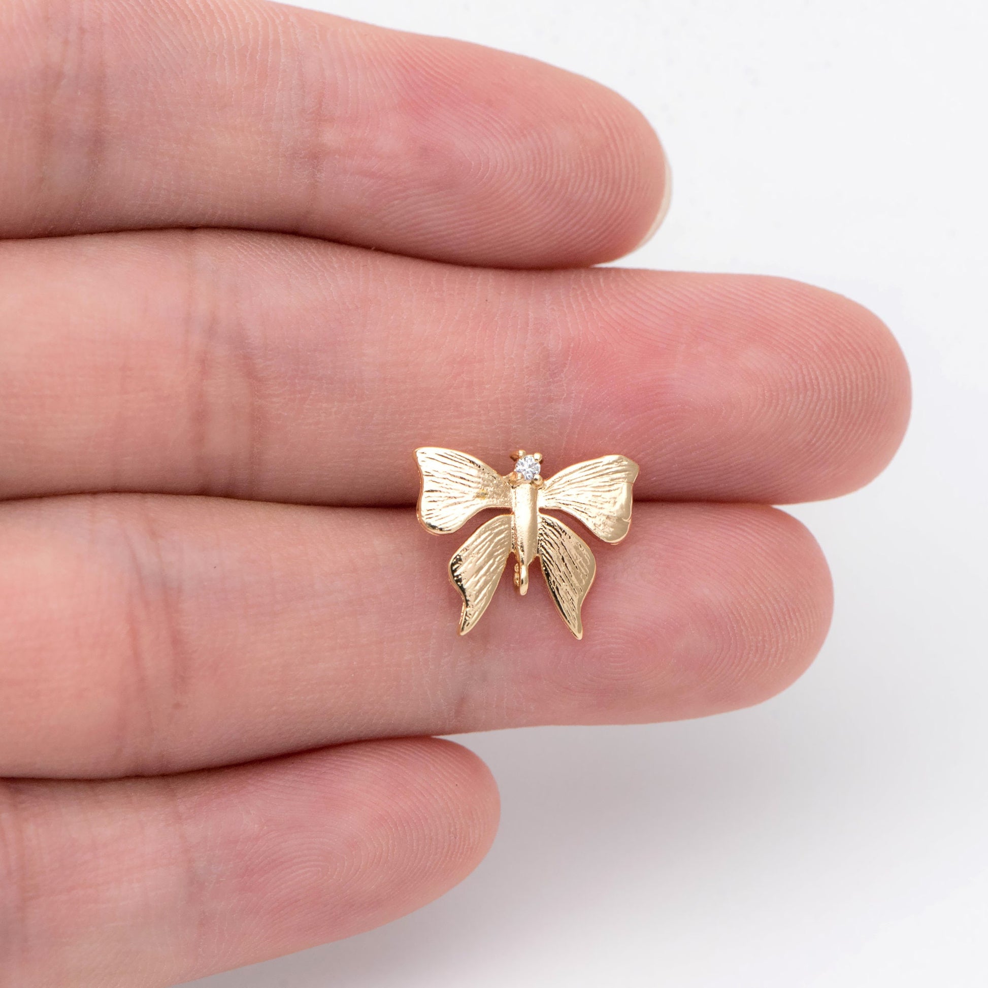 10pcs Gold Butterfly Earring With Loop, DIY Earring Components, Jewelry Making Supplies (GB-1717)