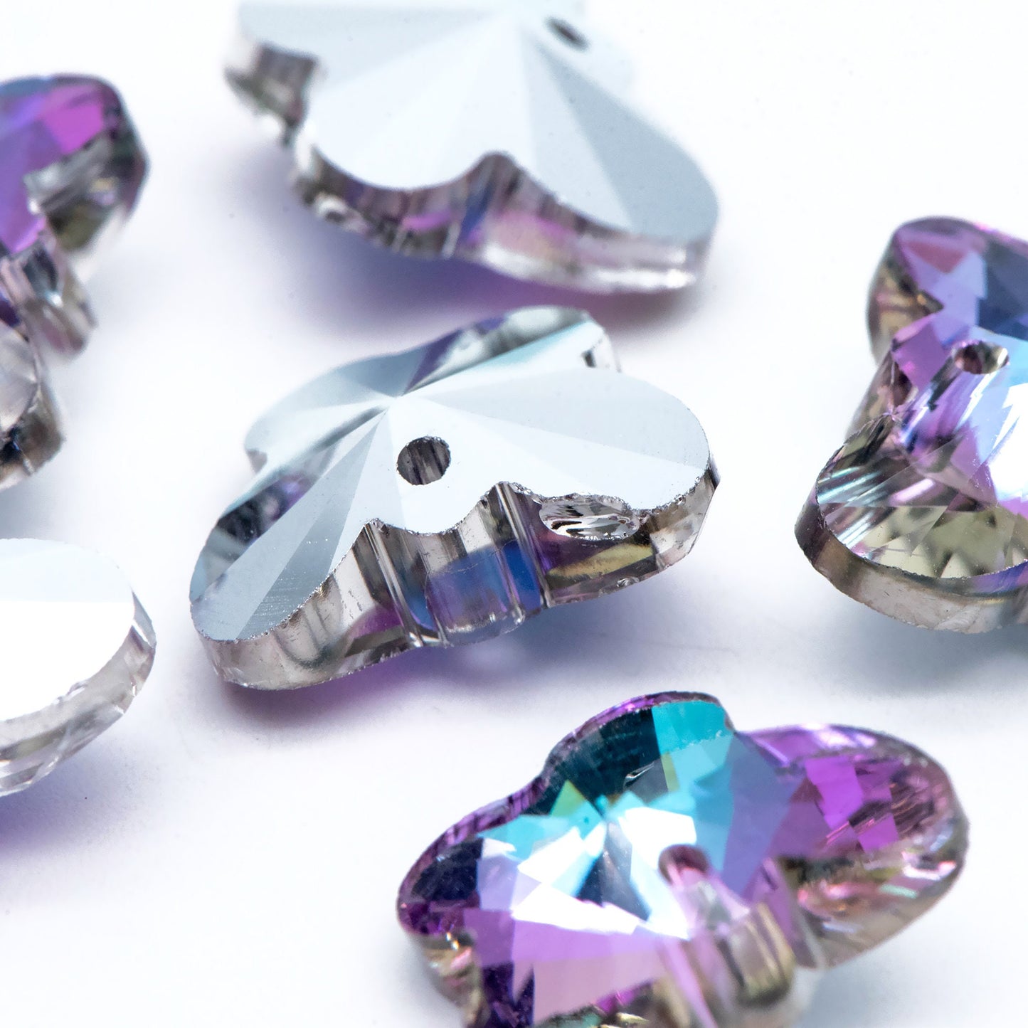 20pcs Crystal Faceted Butterfly Beads 18mm, Glass Butterfly Charm Pendants, (TS-105)