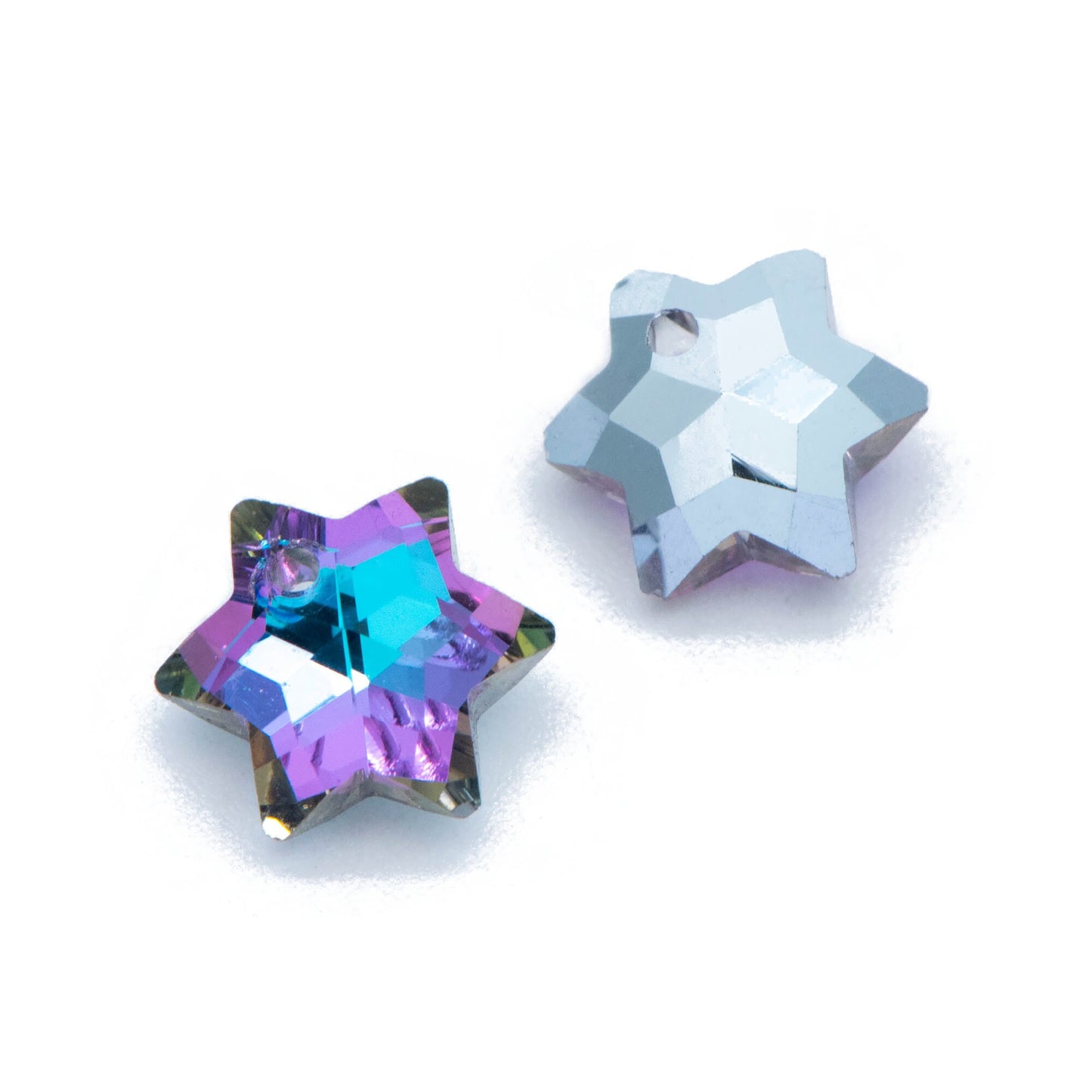 20pcs Faceted Crystal Six-pointed Star beads 10mm, Sparkly Glass Hexagon Charms, Hexagonal Star Pendants, Purple Blue (TS109-1)
