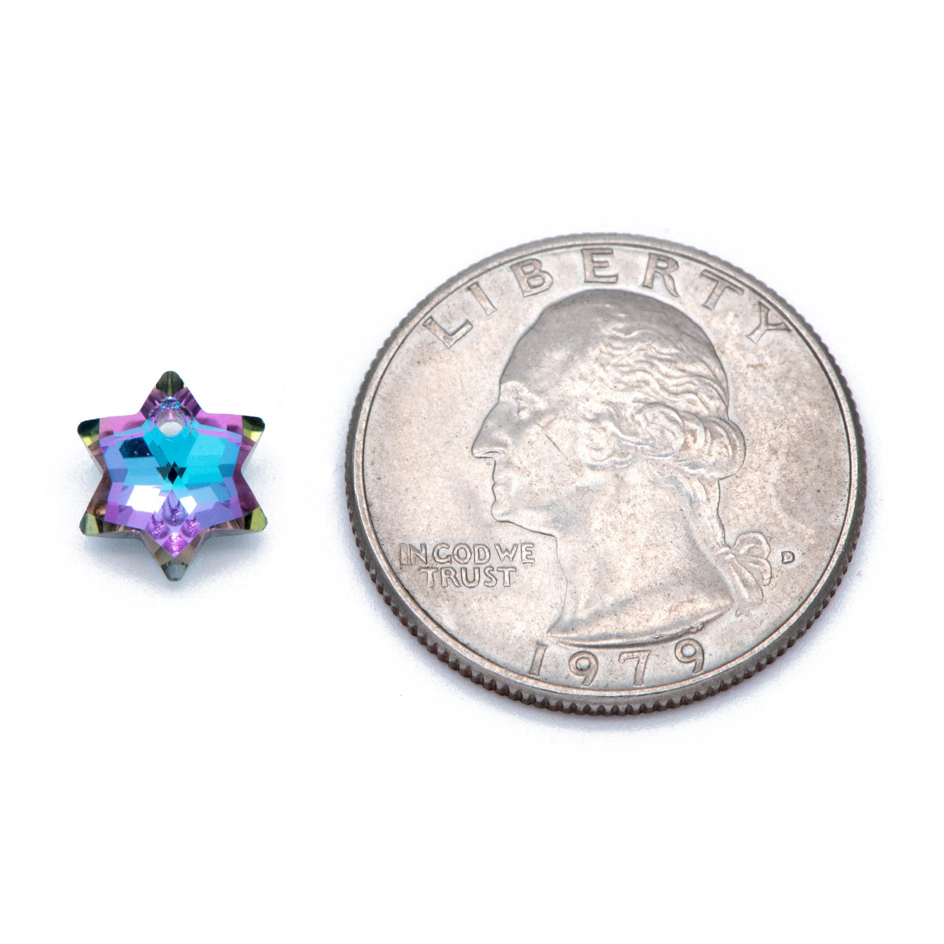20pcs Faceted Crystal Six-pointed Star beads 10mm, Sparkly Glass Hexagon Charms, Hexagonal Star Pendants, Purple Blue (TS109-1)