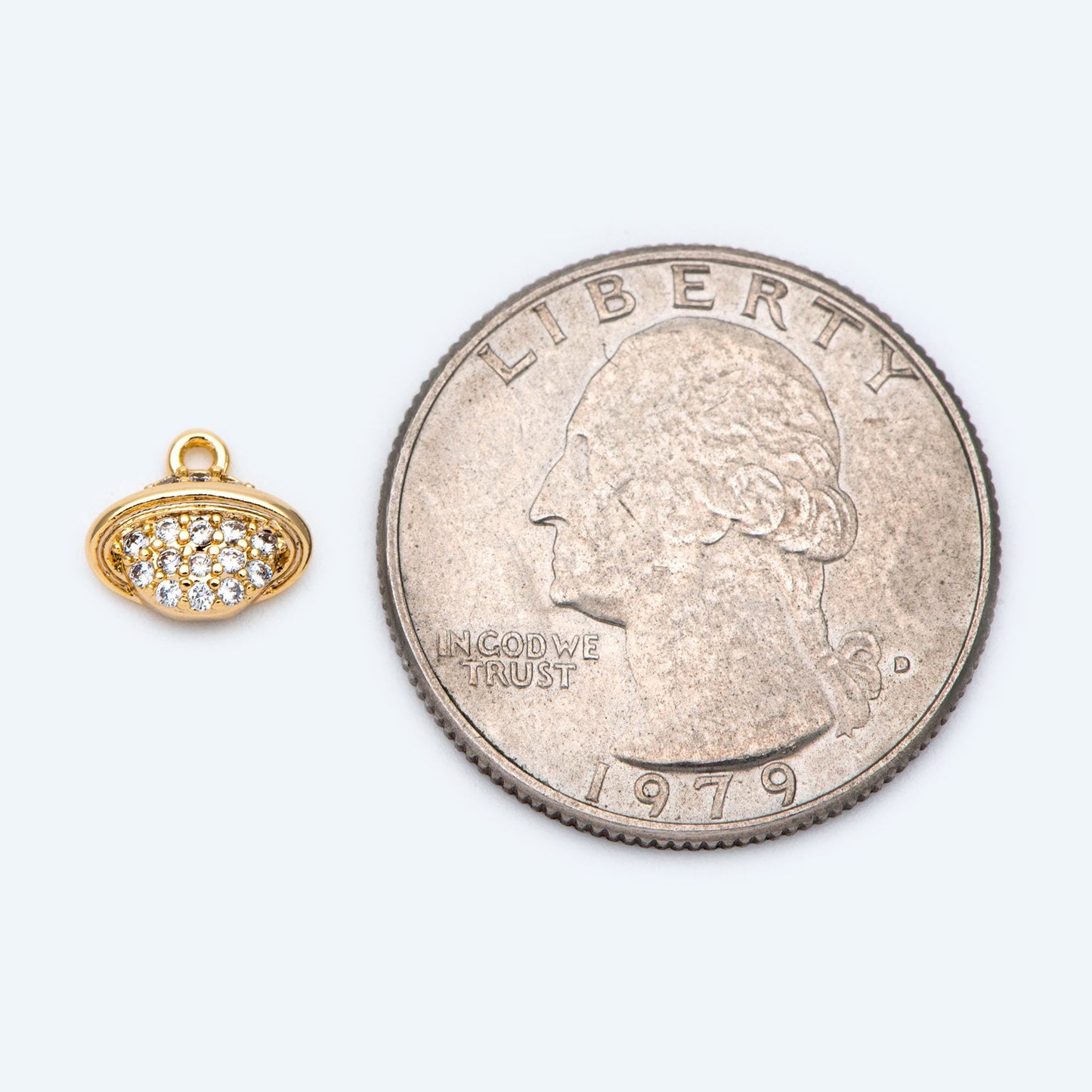 4pcs CZ Pave Gold Planet Charm, Tiny Saturn Charm 8x9mm, 18K Gold plated Brass, Saturn Pendants (GB-1173-A)