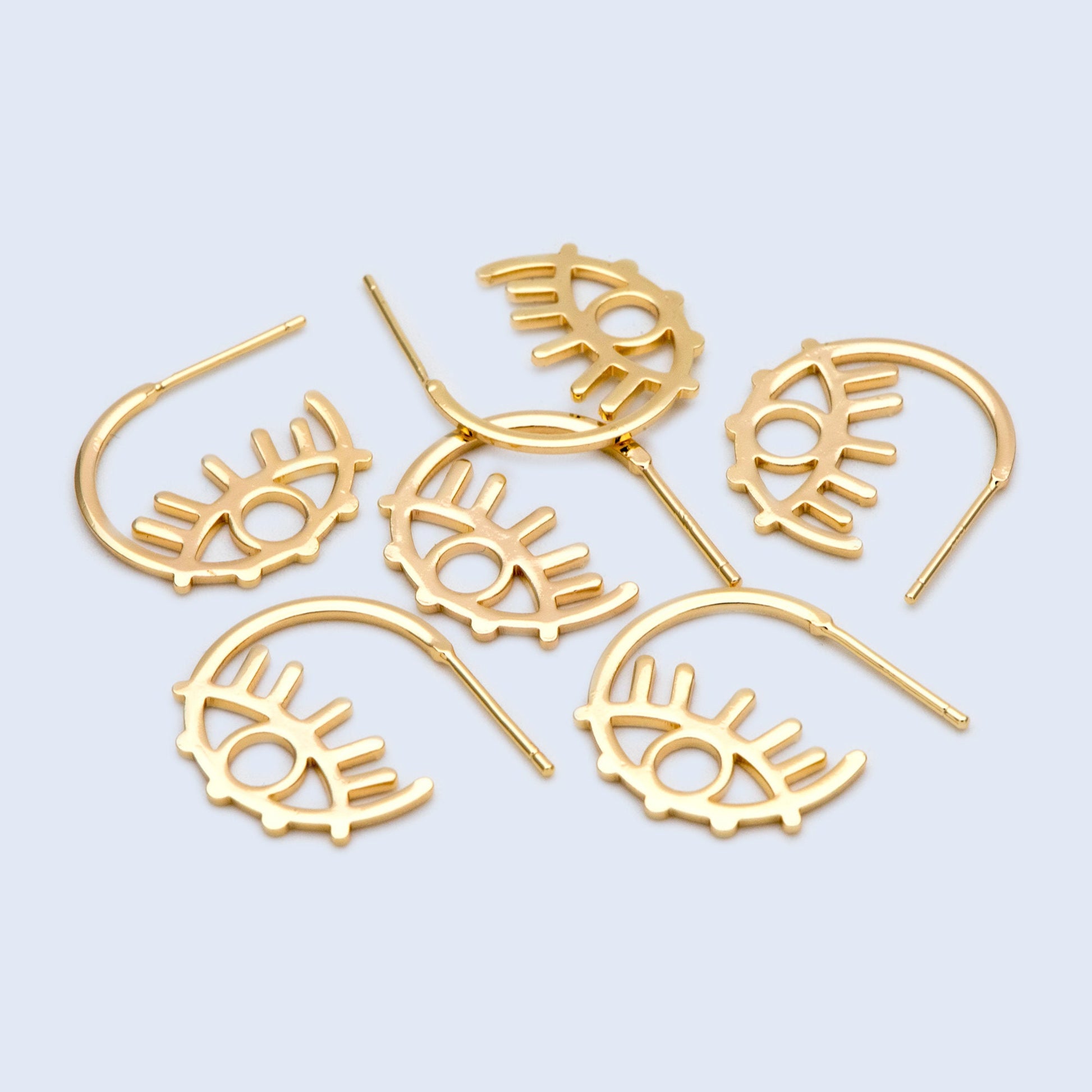 10pcs Gold Eye post Earrings, gold Evil Eye Earrings, Jewelry Making, Jewelry Supplies (#GB-1726)