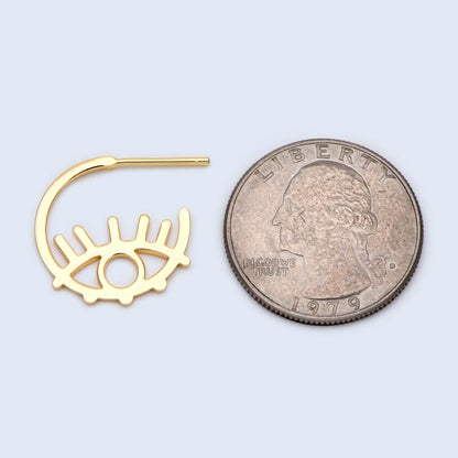 10pcs Gold Eye post Earrings, gold Evil Eye Earrings, Jewelry Making, Jewelry Supplies (#GB-1726)