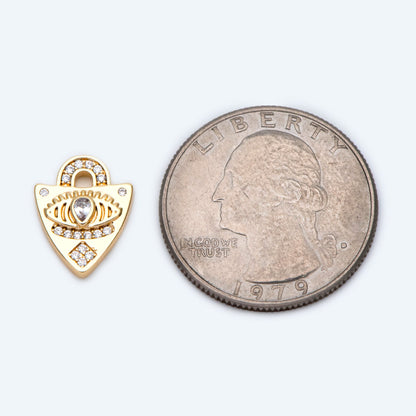 4pcs Dainty Shield Charm, Cz Shield pendant, Micro Pave Evil Eye Charm Protection Jewelry Supply(GB-1819-F)