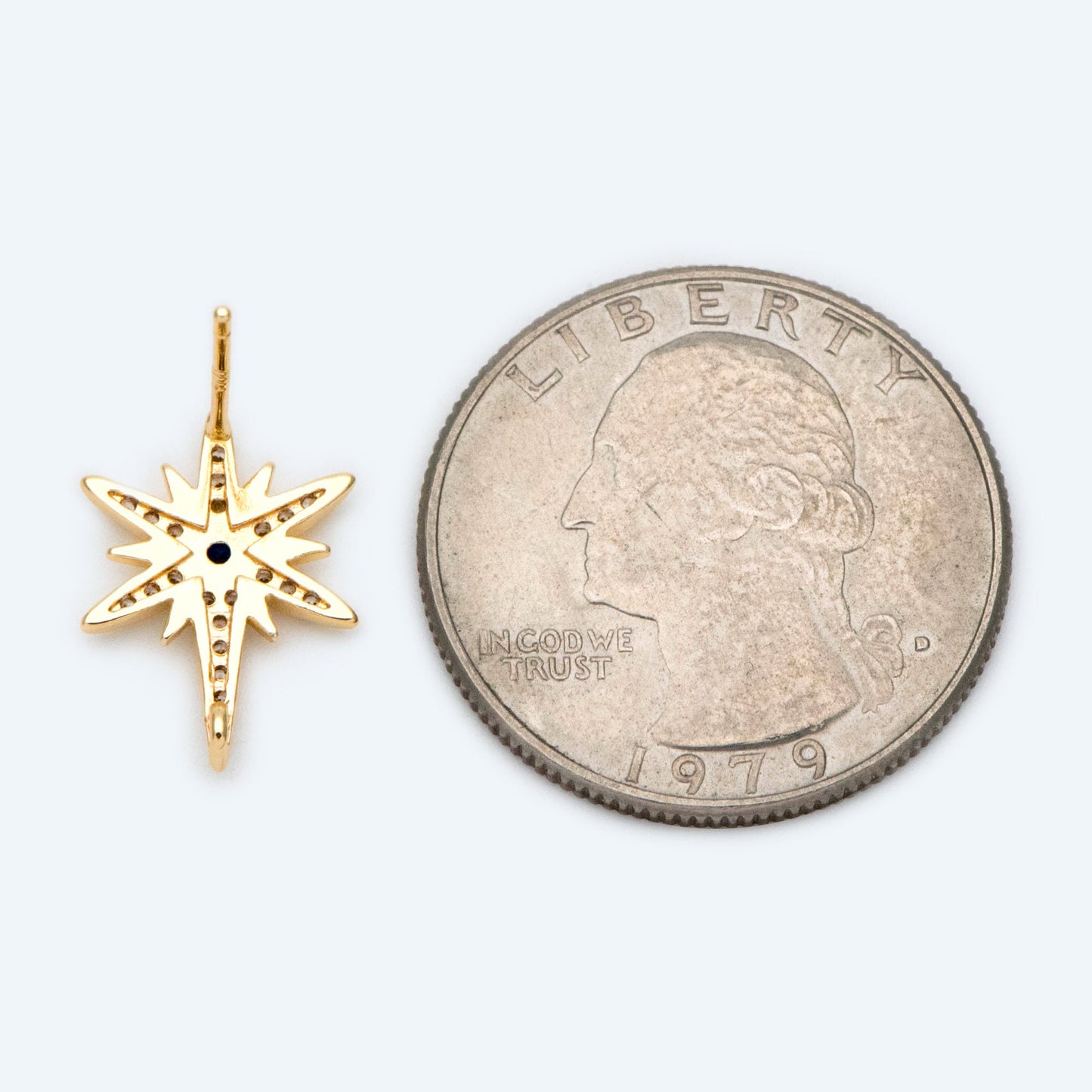 4pcs CZ Pave North Star Ear Posts with Loops,25x11mm, Real Gold Plated Brass Star Stud Earrings (#GB-1687)