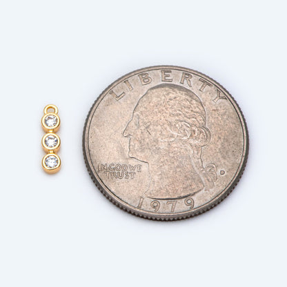 10pcs Gold CZ pave Bar Charm, 11x3mm, Zircon Charms, White Stone Charms (GB-1734-1)