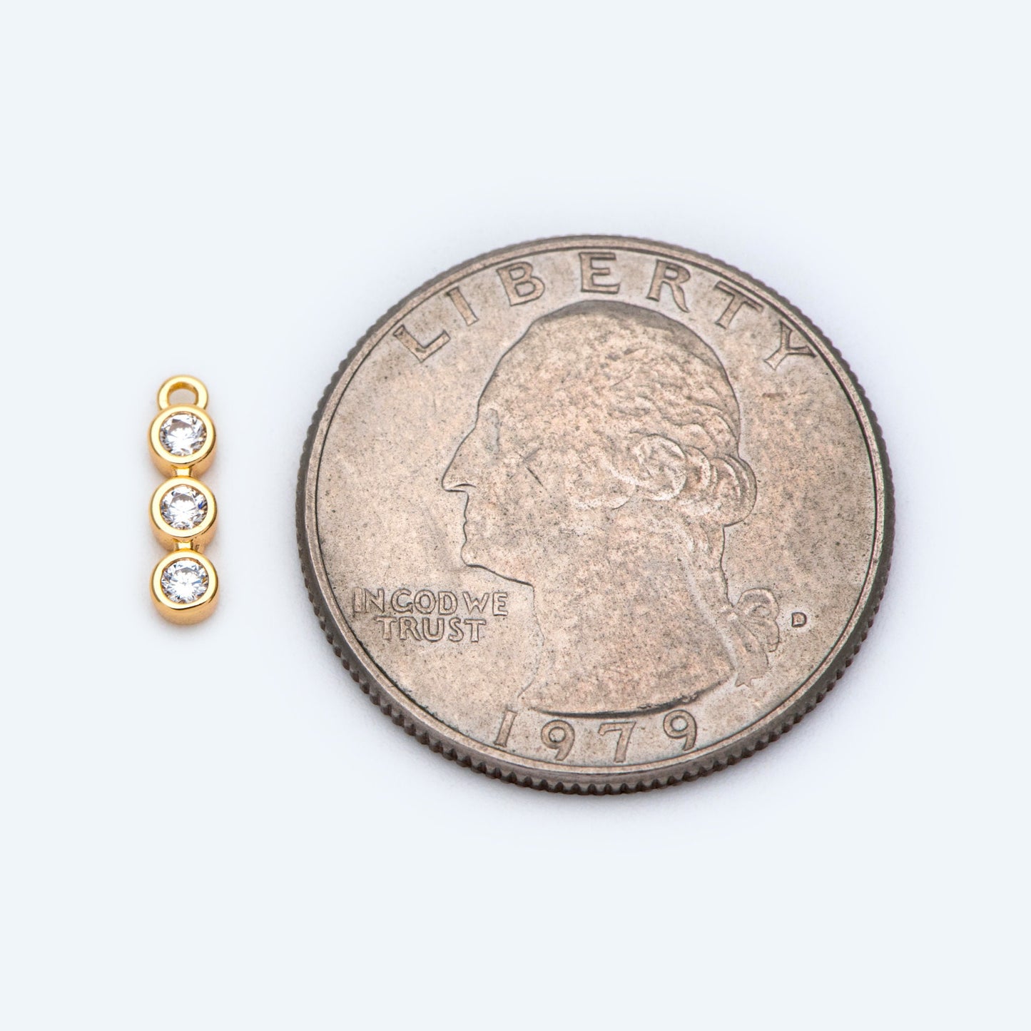 10pcs Gold CZ pave Bar Charm, 11x3mm, Zircon Charms, White Stone Charms (GB-1734-1)