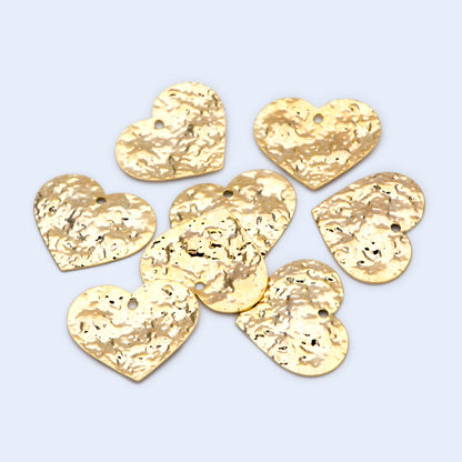 10pcs Hammered Heart Charm, Earring Findings, Jewelry Making, Diy Material, Jewelry Supplies (GB-1422-E)