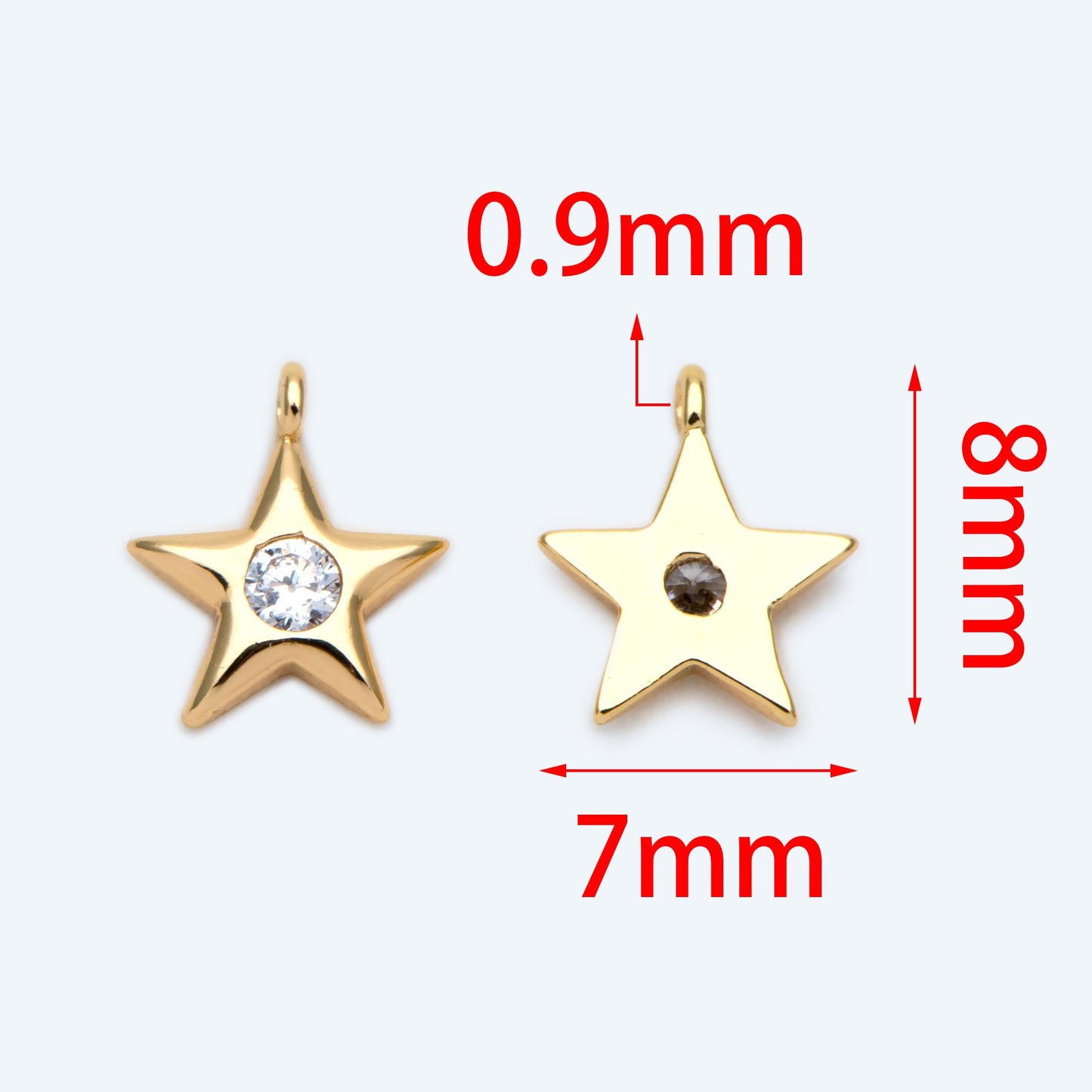 10pcs Gold/ Silver Star Charm 8x7mm, CZ Pave Tiny Star Pendant, Earring Findings, Jewelry Making, Diy Material, Jewelry Supplies (GB-162-E)